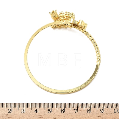 Brass Micro Pave Clear Cubic Zirconia Cuff Bangles BJEW-F513-04G-1