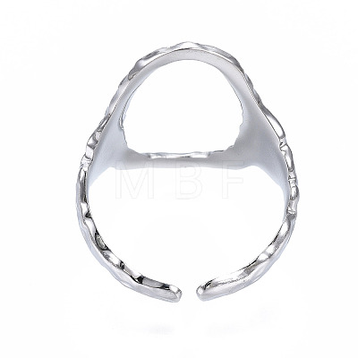 Non-Tarnish 304 Stainless Steel Oval Open Cuff Ring X-RJEW-T023-91P-1