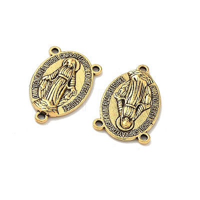 Holy Oval Carved Virgin Mary Tibetan Style Alloy Chandelier Component Links S-TIBEP-LF0961YKG-AG-1