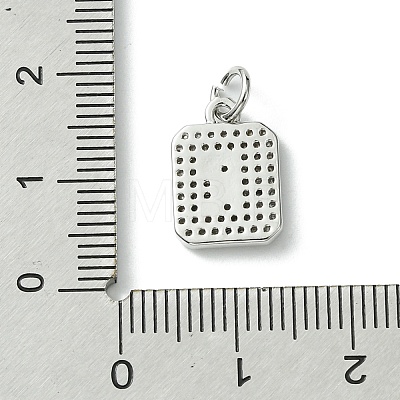 Rack Plating Brass Micro Pave Clear Cubic Zirconia Charms KK-G501-01R-P-1