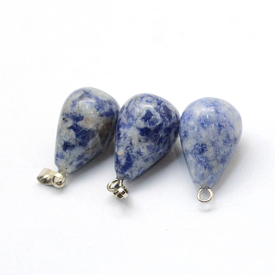 Teardrop Natural Blue Spot Jasper Pendants G-Q435-20-1