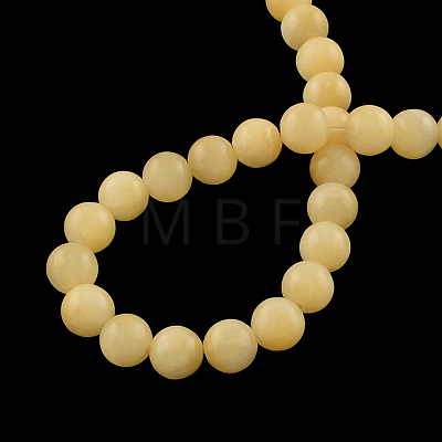 Round Natural Yellow Jade Beads Strands G-R336-8mm-03-1