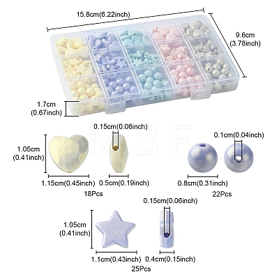 Spray Painted Frosted Opaque Acrylic Beads Sets ACRP-YW0001-10-1