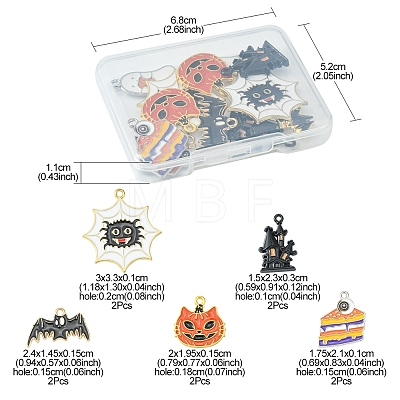 12Pcs 6 Style Halloween Theme Alloy Enamel Pendants ENAM-FS0001-46-1