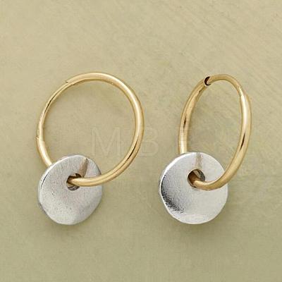 Two Tone Flat Round Alloy Hoop Earrings FS-WG41E3F-01-1