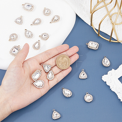 20Pcs 5 Style Alloy Rhinestone Pendants ALRI-FH0001-17-1