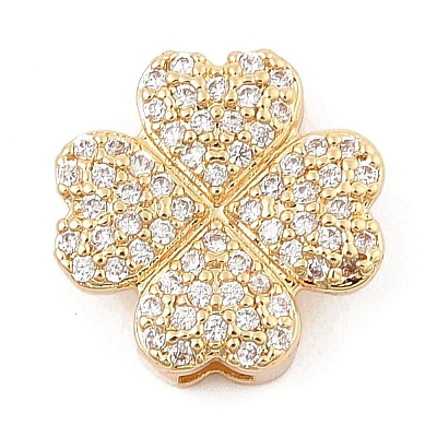 Brass Micro Pave Cubic Zirconia Slide Charms ZIRC-I068-06G-01-1