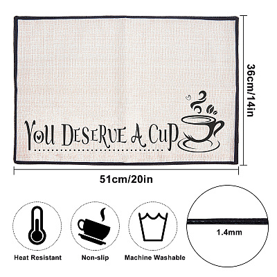 Coffee Theme Cotton and Linen Cup Mats AJEW-WH0201-014-1