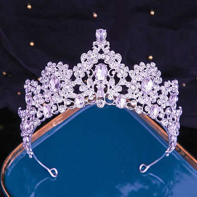 Alloy Rhinestone Crown Hair Bands PW-WGC303D-01-1