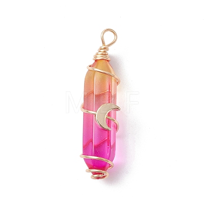 2Pcs 2 Style Two Tone Glass Double Terminated Point Beads Pendants Set PALLOY-JF02538-04-1