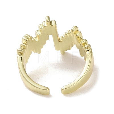 Brass Micro Pave Cubic Zirconia Open Cuff Ring RJEW-K256-55G-1