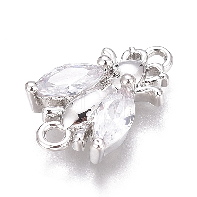 Brass Micro Pave Clear Cubic Zirconia Charms ZIRC-O035-24P-1