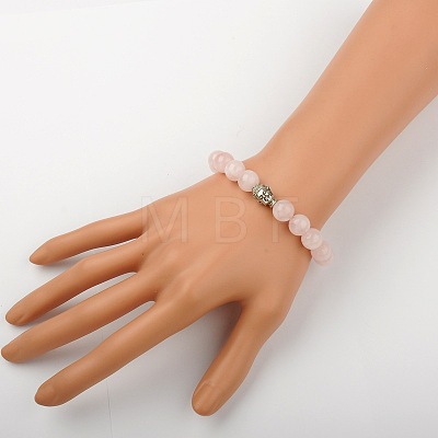 Natural Rose Quartz Stretch Bracelets BJEW-JB01329-03-1
