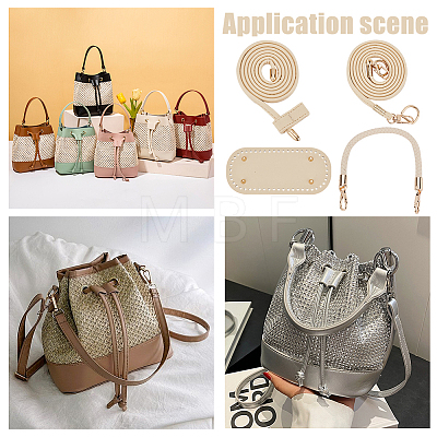 WADORN Imitation Leather Oval Bag Bottoms & Purse Strap & Drawstring for Bucket Bag Set FIND-WR0009-87-1