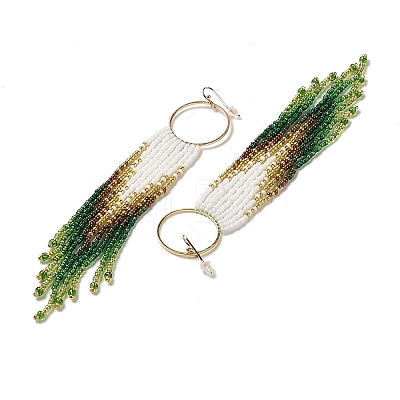 Bohemia Woven Glass Seed Bead Dangle Earrings EJEW-A046-03C-1