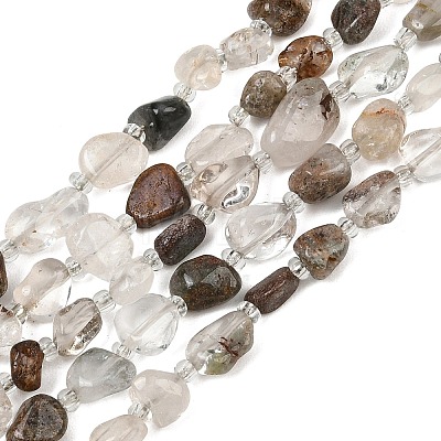 Natural Green Lodolite Quartz/Garden Quartz/Green Phantom Quartz Beads Strands GG-CBA3A44-C05-01-1