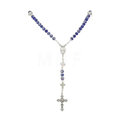 Glass Rosary Bead Necklaces NJEW-TA00080-1
