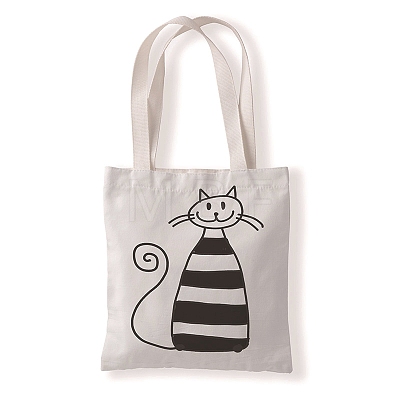 Cute Cat Printed Canvas Women's Tote Bags PW-WGD6880-06-1