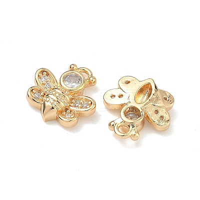 Brass Micro Pave Clear Cubic Zirconia Pendants KK-B172-20G-1