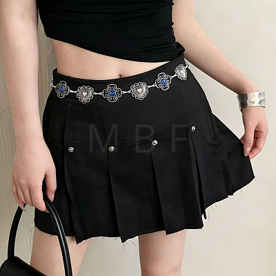 Boho Alloy Resin Blue Heart Flower Waist Chains WG5CDCC-01-1