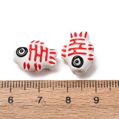 Handmade Printed Porcelain Beads PORC-F005-03B-01-1