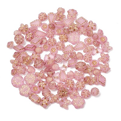 Frosted Transparent Acrylic Beads OACR-Z041-08-1