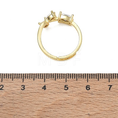 Flower Brass Glass Adjustable Finger Rings GL-CBA18A7-01G-04-1