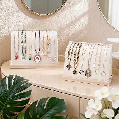 Velvet & Wood Jewelry Necklace Organizer Display Stands ODIS-WH0043-288-1