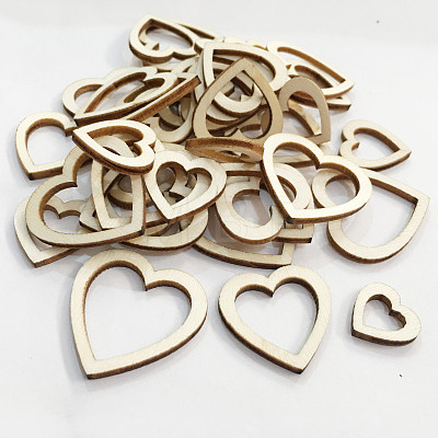 Unfinished Wood Heart Shape Discs Slices WOCR-PW0001-014C-1