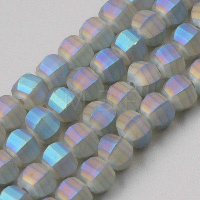 Frosted Plated Glass Beads Strands EGLA-S194-07-1