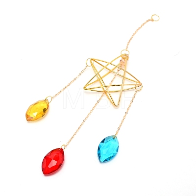 Colorful Glass Hanging Crystal Pendant Ornament HJEW-TAC0012-20-1