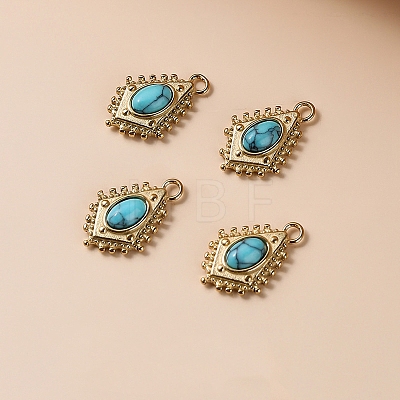 Alloy Synthetic Turquoise Pendants PW-WG09F47-07-1