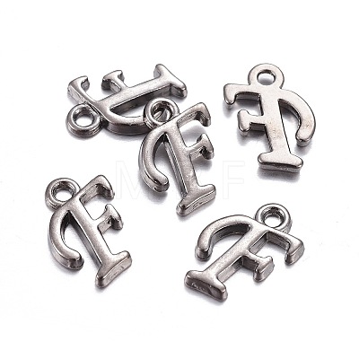 Gunmetal Plated Alloy Letter Pendants PALLOY-P097-03-F-1