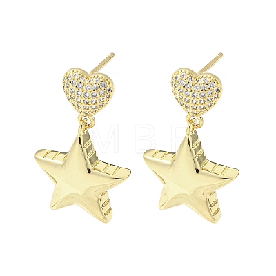 Rack Plating Real 18K Gold Plated Brass Micro Pave Cubic Zirconia Dangle Stud Earrings EJEW-F331-08G-01-1