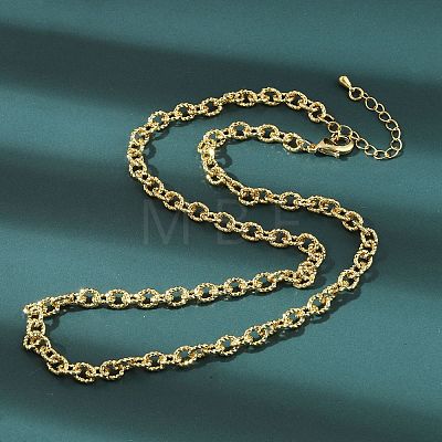 Brass Textured Cable Chain Necklaces NJEW-A042-12G-01-1