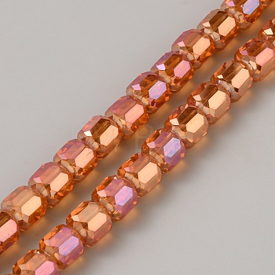 Electroplate Transparent Glass Beads Strands EGLA-TAC0008-01D-1