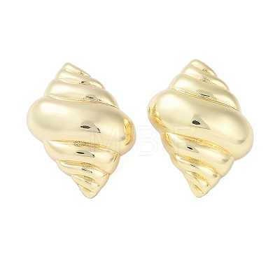 Sea Snail Brass Stud Earrings for Women EJEW-S232-01G-1