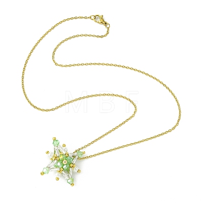 Glass Seed Beads Beaded Star Pendant Necklaces NJEW-MZ00088-03-1