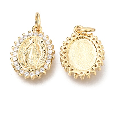 Brass Micro Pave Clear Cubic Zirconia Pendants ZIRC-O036-34G-1