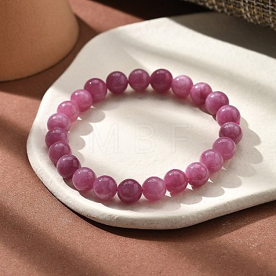 Natural Dyed Agate Beaded Stretch Bracelets for Women Men BJEW-F483-06-1