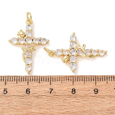 Brass Pave Clear Cubic Zirconia Pendants CU-CBA2907-01B-G-1