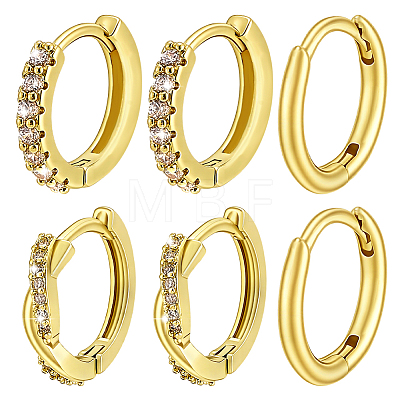 2Bags Brass Micro Pave Clear Cubic Zirconia Hoop Earrings EJEW-PH0001-55-1