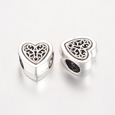 Large Hole Heart Alloy European Beads MPDL-K010-01-1