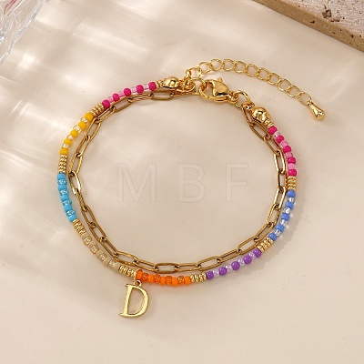 304 Stainless Steel Letter Charm Double-layered Bracelets VG5038-4-1