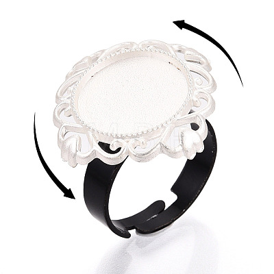 Adjustable Rhombus Alloy & Iron Bezel Cup Ring Base with Rotatable Tray MAK-T012-02S-1