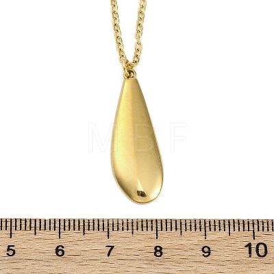 304 Stainless Steel Teardrop Pendant Cable Chain Necklaces for Women NJEW-A038-01G-1