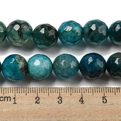 Faceted Natural Dragon Veins Agate Beads Strands G-F447-12mm-P07-1