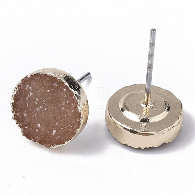 Electroplate Druzy Resin Stud Earrings RESI-S383-029E-1