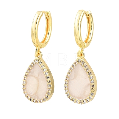 Brass Micro Pave Cubic Zirconia Hoop Dangle Earrings KK-CBA8324-11G-02-1