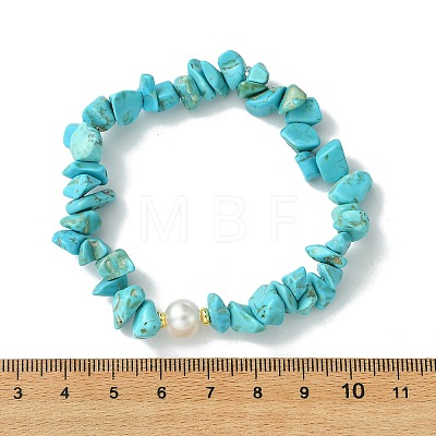 3Pcs 3 Styles Natural & Synthetic Mixed Gemstone Chip & Natural Cultured Freshwater Pearl Beaded Stretch Bracelets Set for Women BJEW-JB13762-05-1